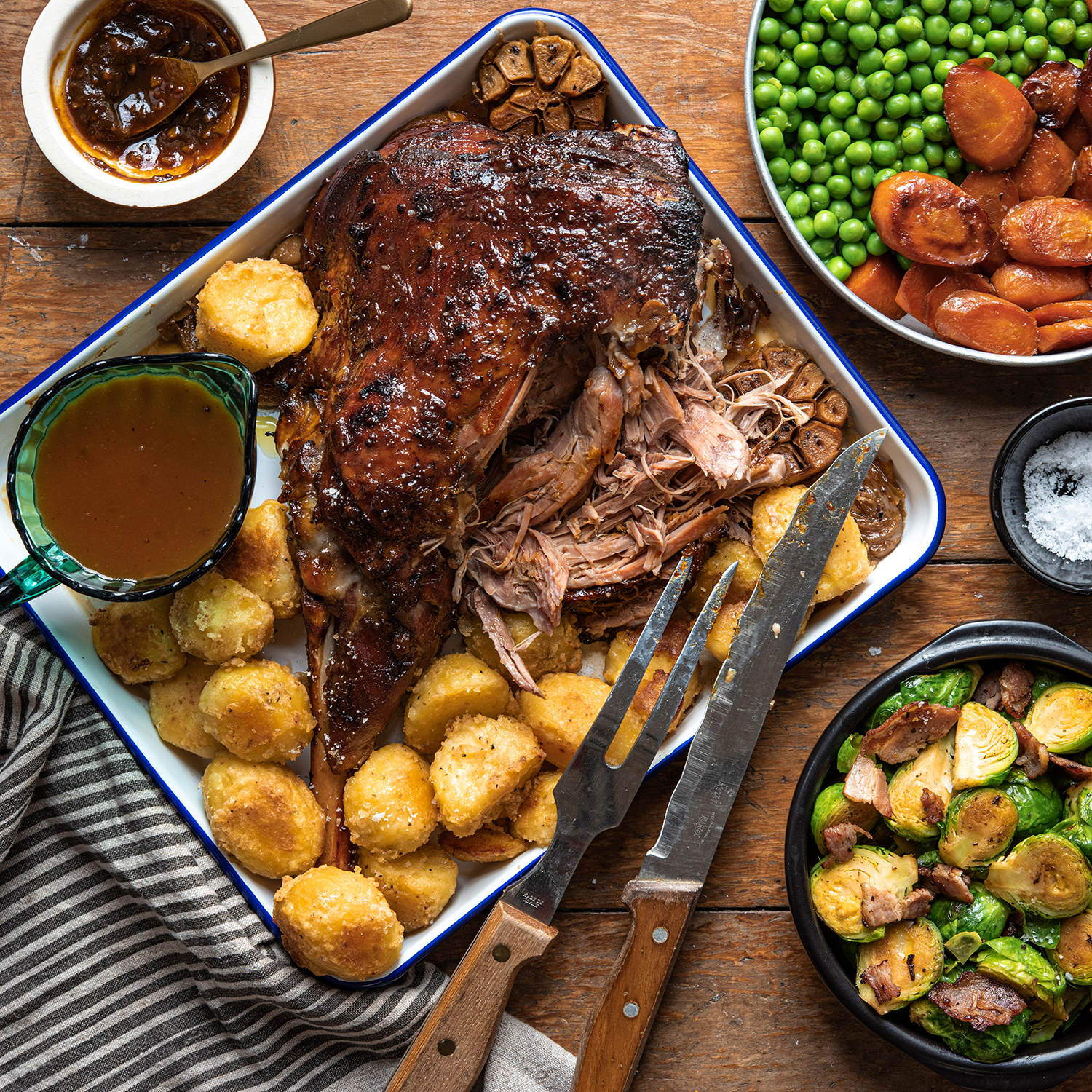 Slow roasted lamb with gravy